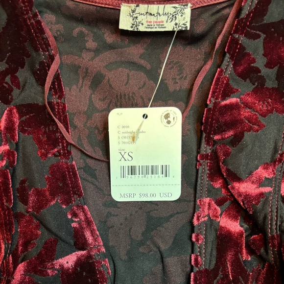 NWT Intimately Free People Magic Hour Velvet Bodysuit Burgundy holiday b… - Picture 8 of 10